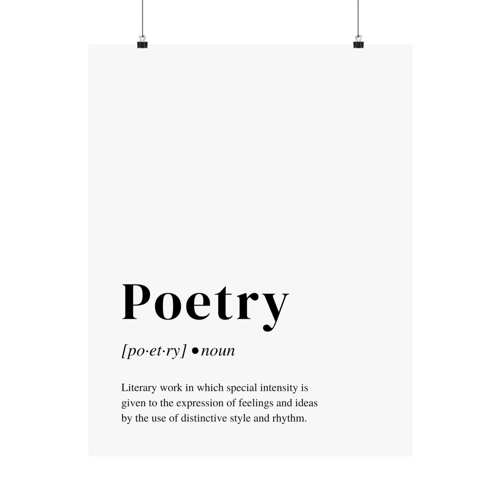 Poetry Definition Poster, Perfect Art Print Gift for Poets and Poetry Lovers