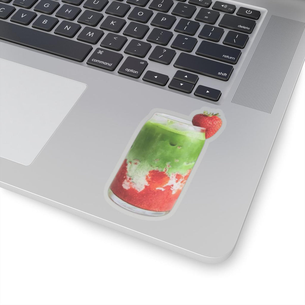 Strawberry Matcha Latte Vinyl Sticker | Cute Drink Decal for Laptop, Water Bottle, Journal & Planner