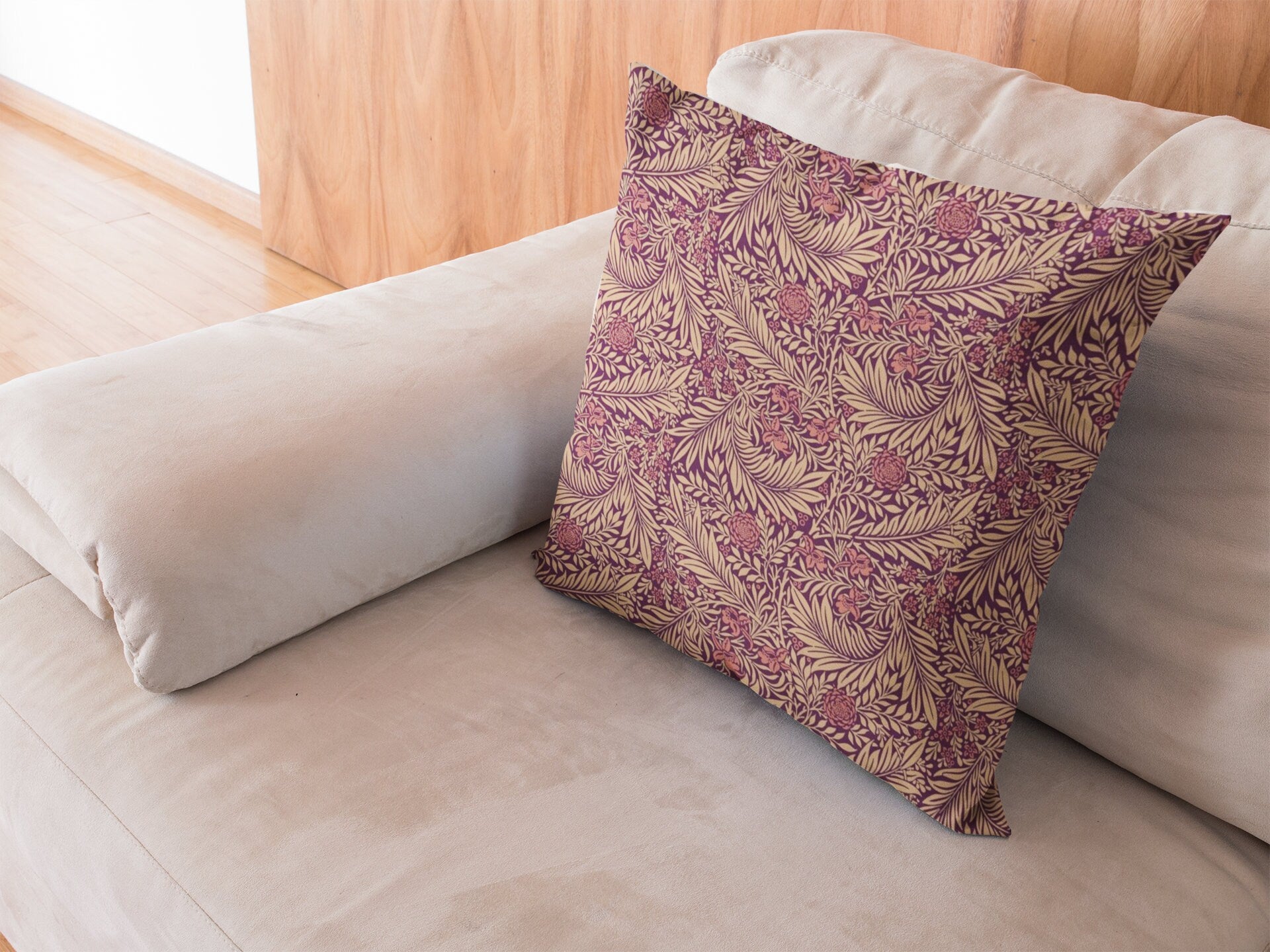William Morris Larkspur Berry Pillow, Trendy Color Home Accent, Artistic Double Sided Floral Cushion