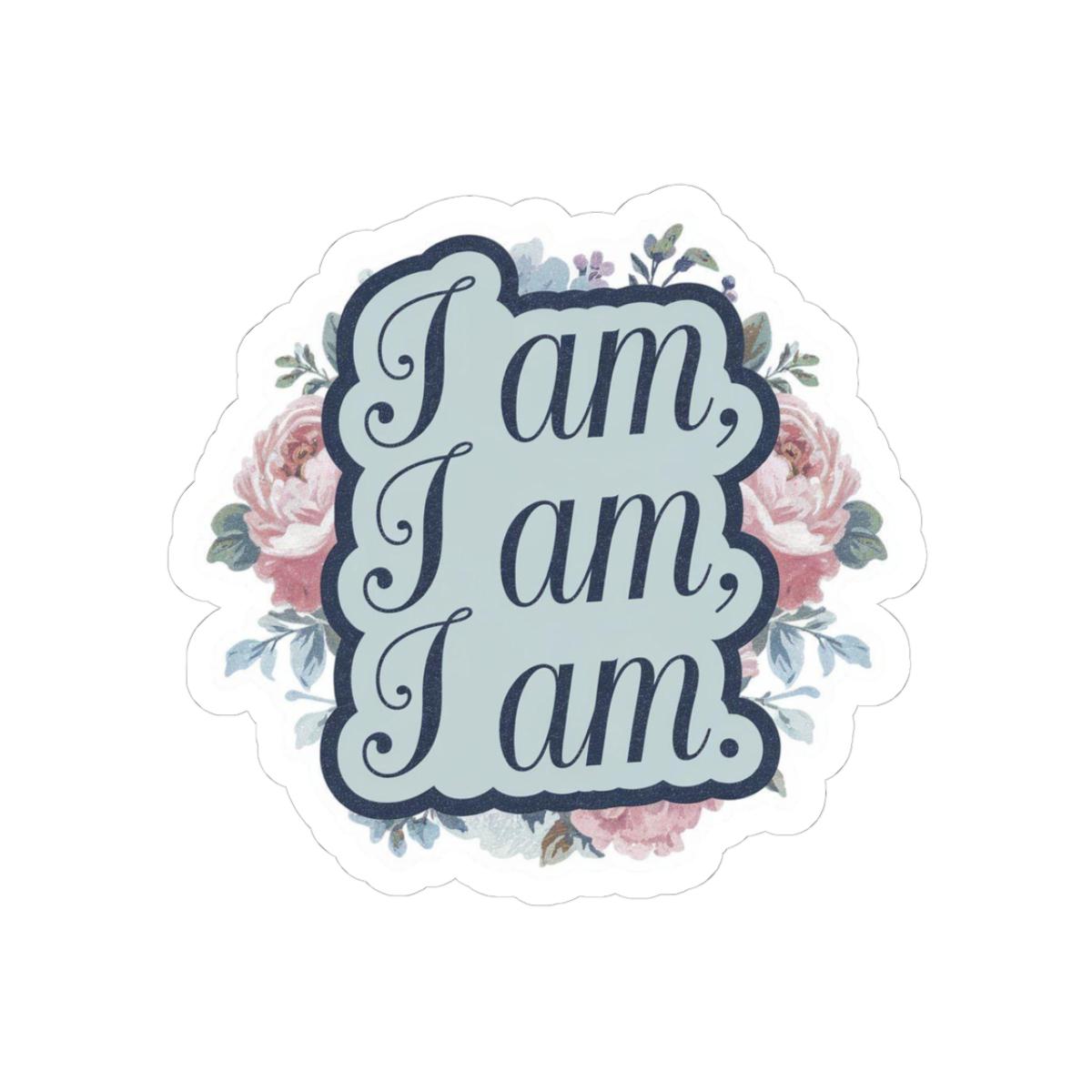 Sylvia Plath Quote Sticker, Literature Lover Gift, Vintage Style Sticker, Floral Decal, I Am I Am I Am Decor, Mental Health Awareness