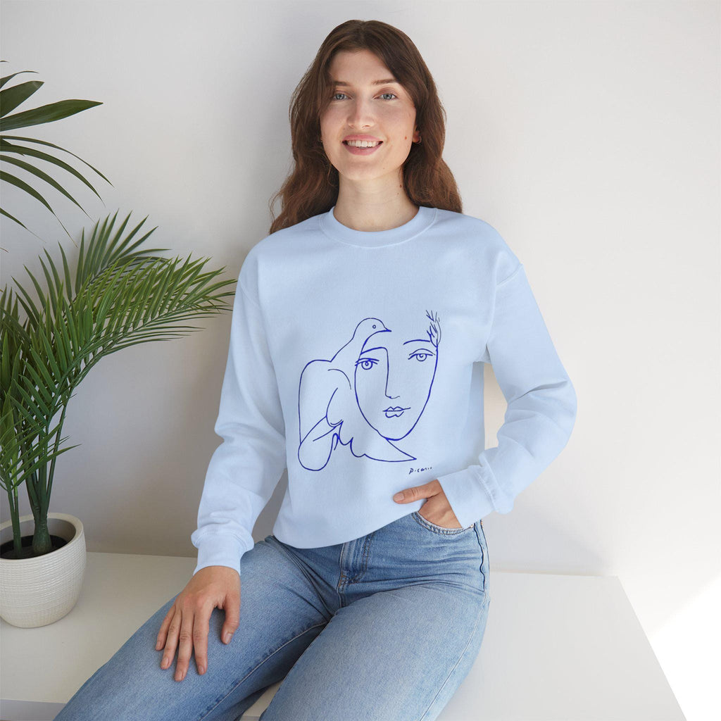 Picasso's Dove Sketch Sweatshirt, Abstract Face Line Art, Unisex Crewneck, Famous, Comfort Colors, Warm Apparel, Unique Style