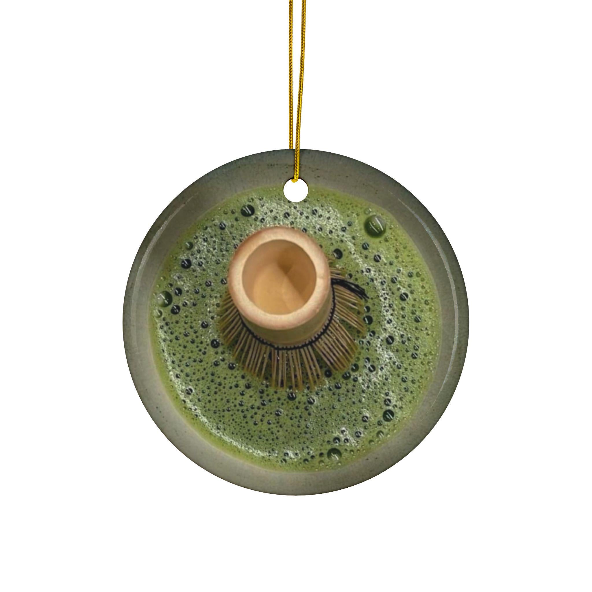 Matcha Ornament, Double Sided Holiday Decor for Matcha Green Tea Lovers and Enthusiasts, Christmas Tree Decoration, Best Gift - Flat Surface