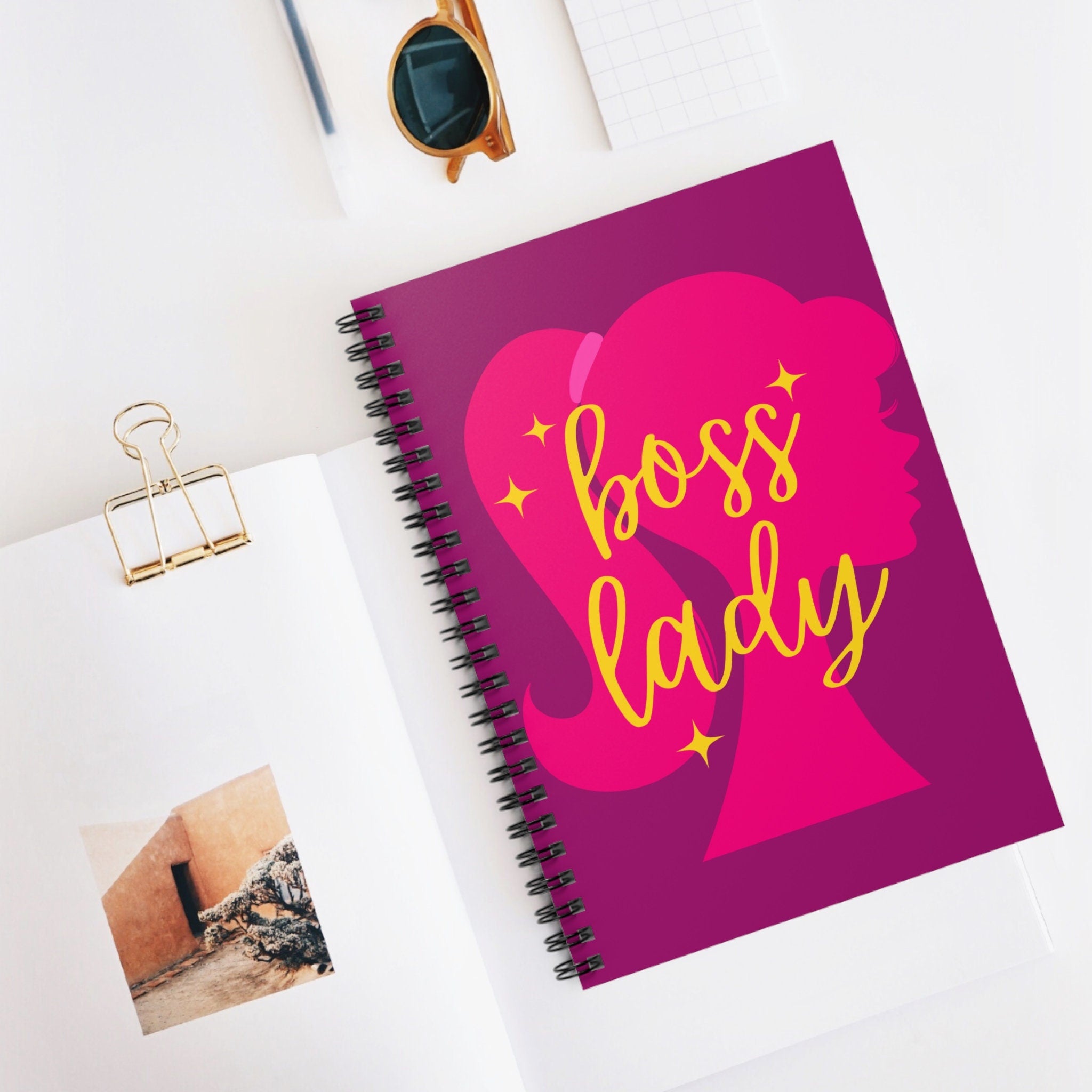 Barbie Inspired Boss Lady Notebook, Stylish Pink and Yellow Diary, Empowering Gift for Women and Girls
