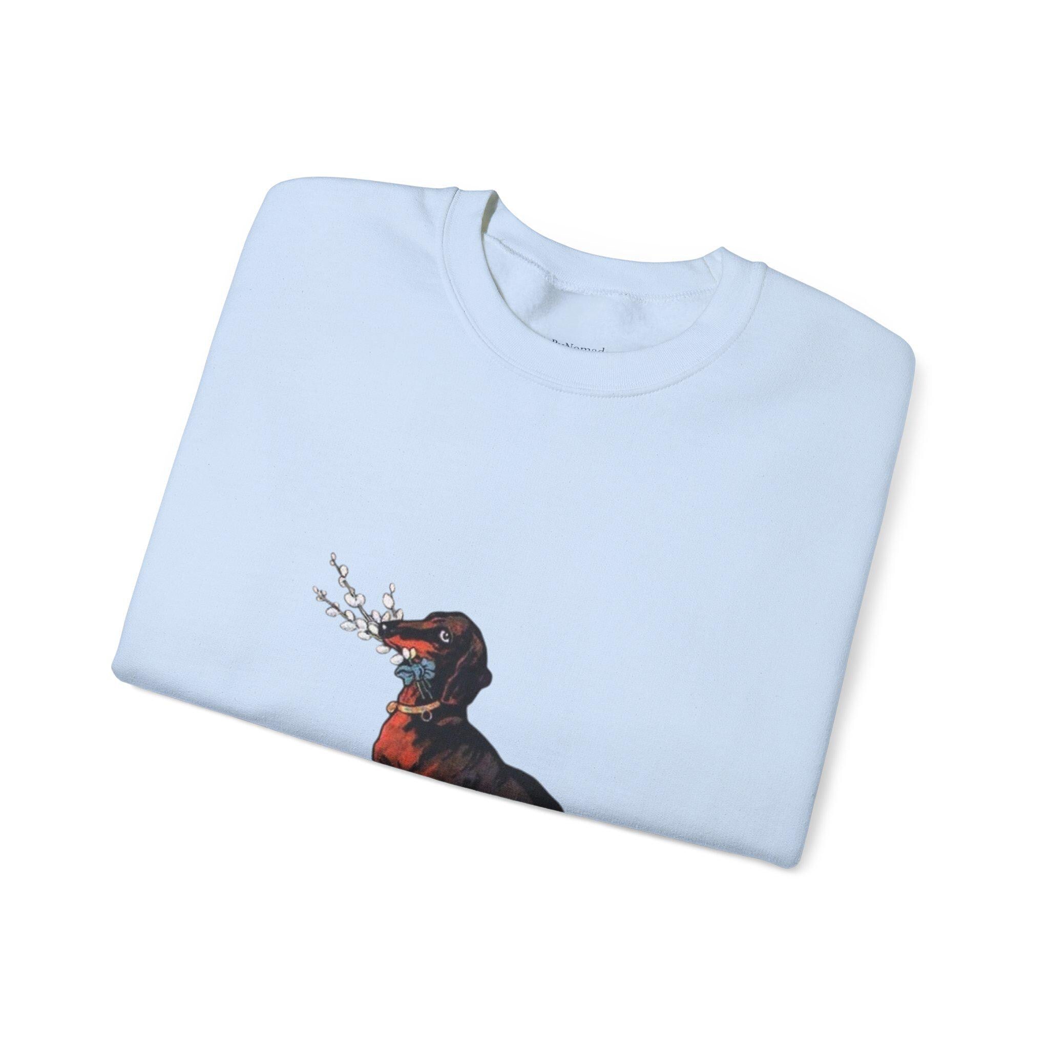 Dachshund Dog Vintage Sweatshirt, Cute & Elegant Unisex Crewneck Jumper, Floral Print, Gift for Dog Lovers, Cozy Winter Fashion, Animal
