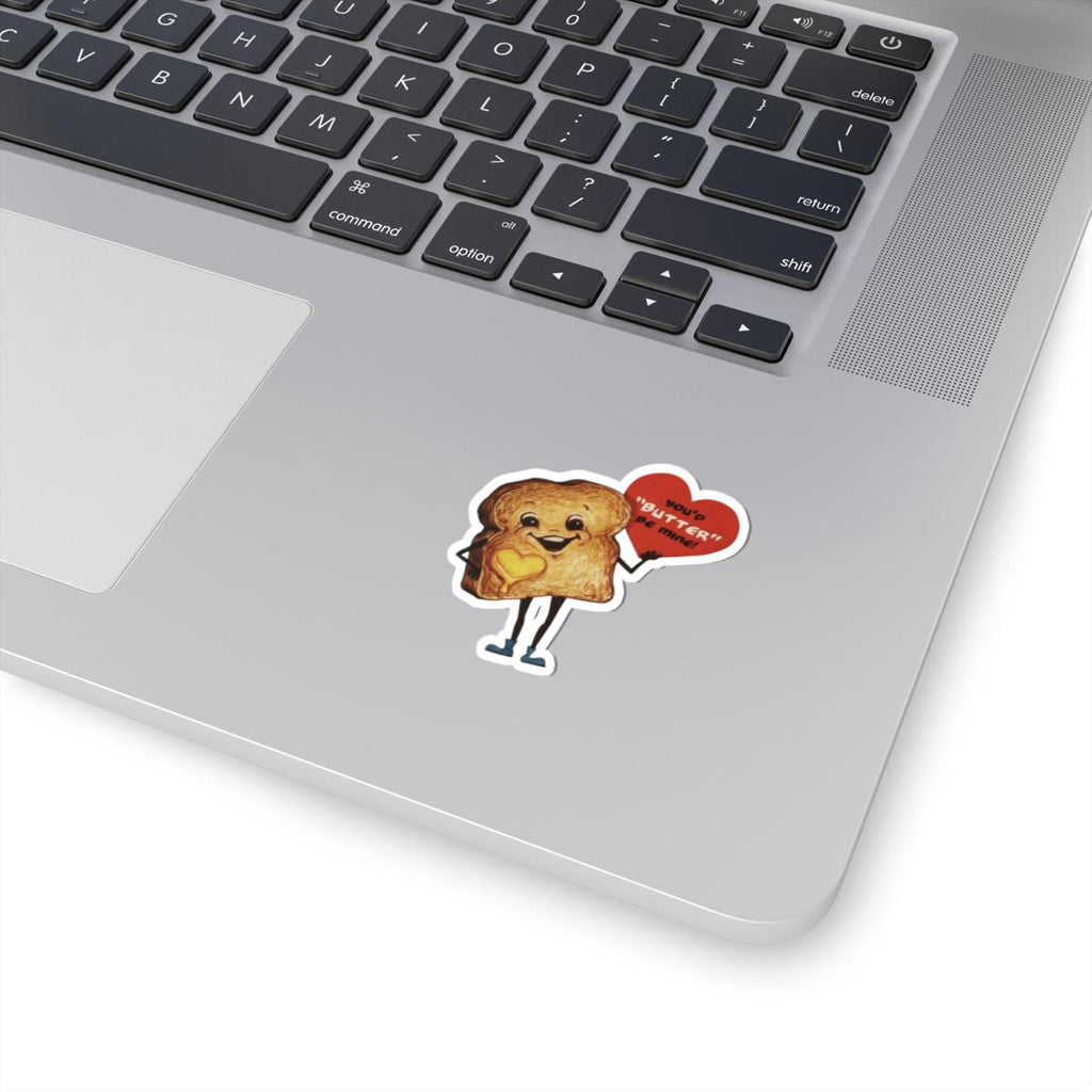 Funny Retro Romantic Sticker, Vintage St Valentines Day, Butter Be Mine Decal, Nostalgic Cute Heartfelt Toast for Loved Ones and Foodies