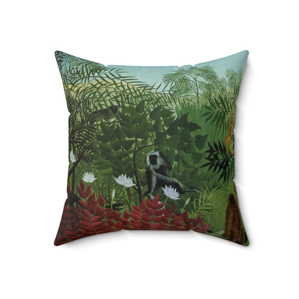 Henri Rousseau Pillow Tropical Forest with Apes and Snake, Art Lover's Home Decor, Artistic Square Throw Cushion, Perfect Decor Gift