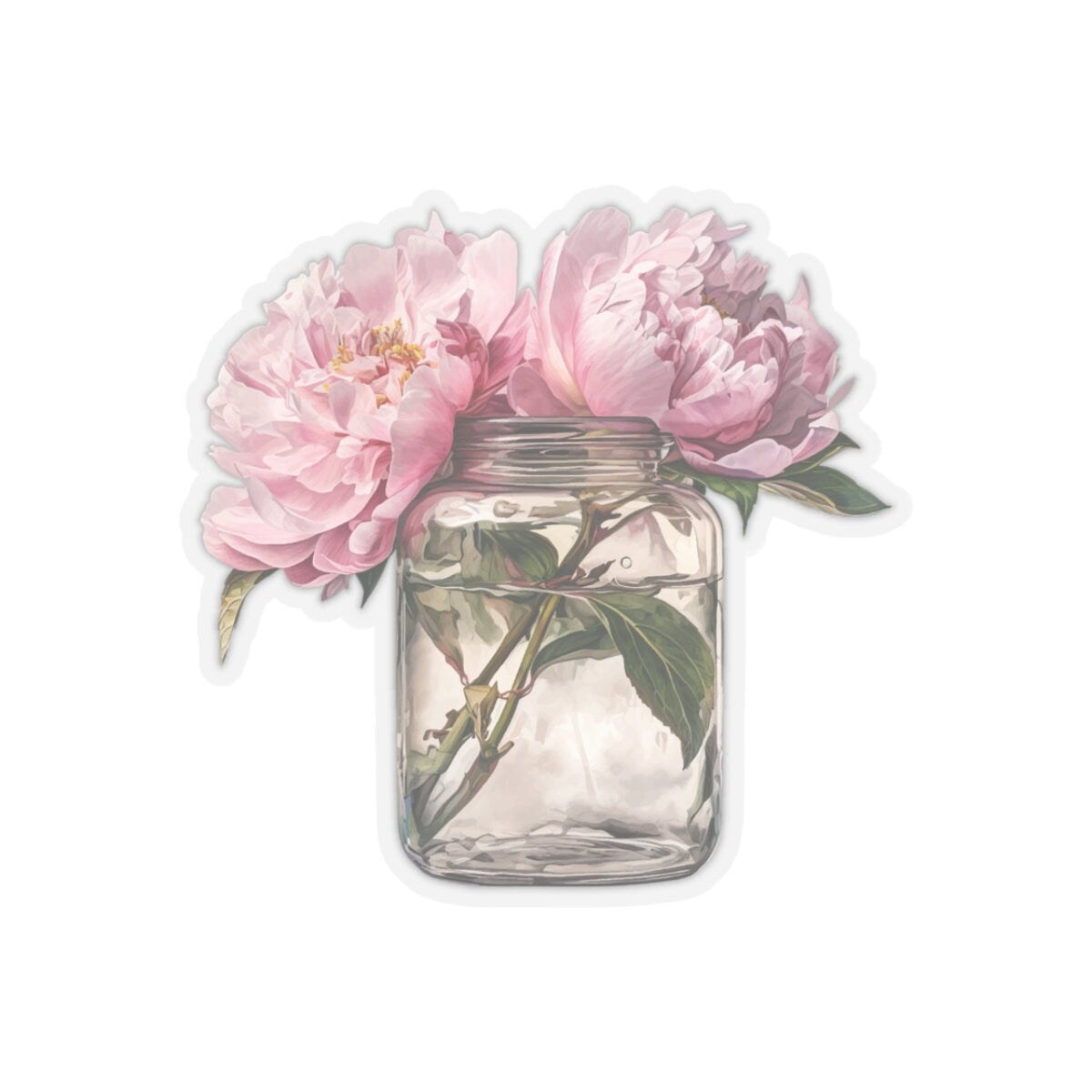 Flower Sticker, Pink Peonies, Vinyl Decal for School and University Stationery, Girly Gift, Sophisticated and Elegant