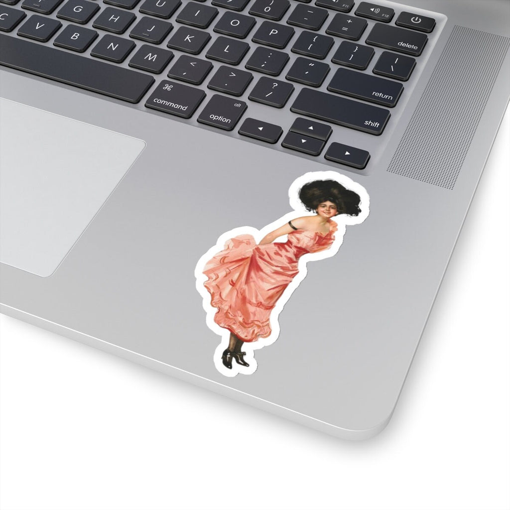 Victorian Pink Dress Lady Vinyl Sticker – Coquette Art Decal