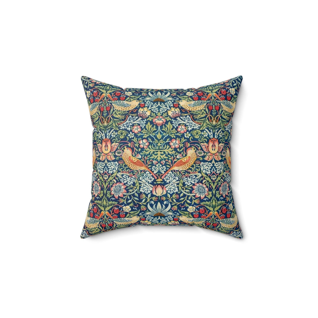 William Morris Strawberry Thief Pillow, Classic Arts and Crafts Design, Decorative Double Sided Cushion