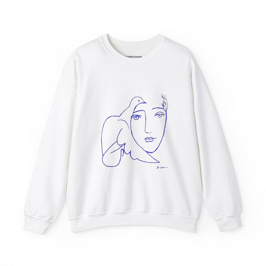 Picasso's Dove Sketch Sweatshirt, Abstract Face Line Art, Unisex Crewneck, Famous, Comfort Colors, Warm Apparel, Unique Style