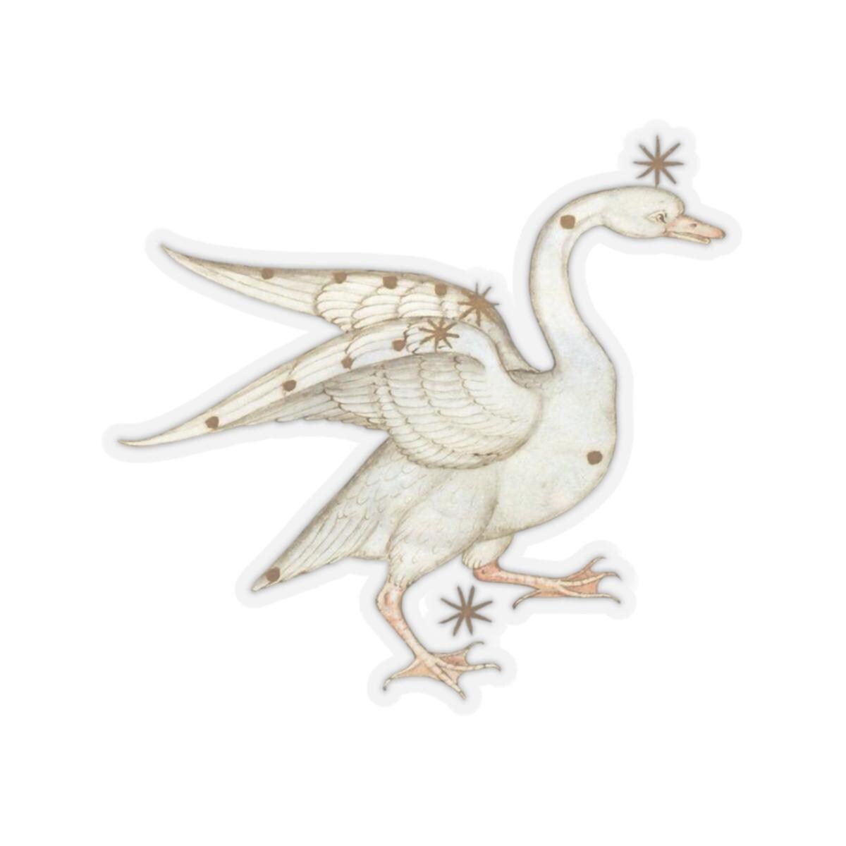 Medieval Art Swan Sticker, Mystical Magical Aesthetic, Cool Decal for Laptops, Water Bottles, Antique Gift