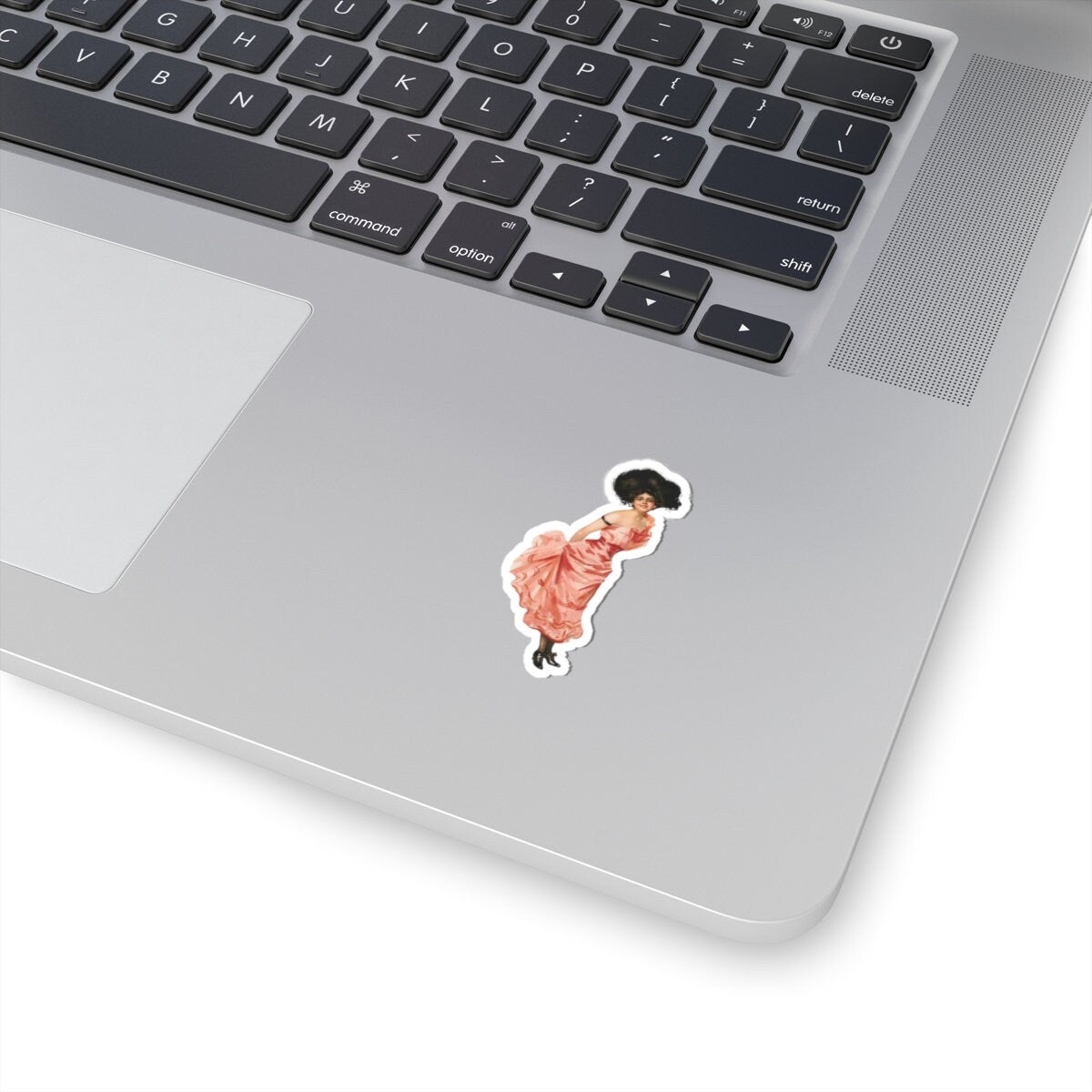 Victorian Coquette Lady Sticker in Pink Dress, Vintage Style Kiss Cut Decal, Elegant Feminine Decor, Gift for Her