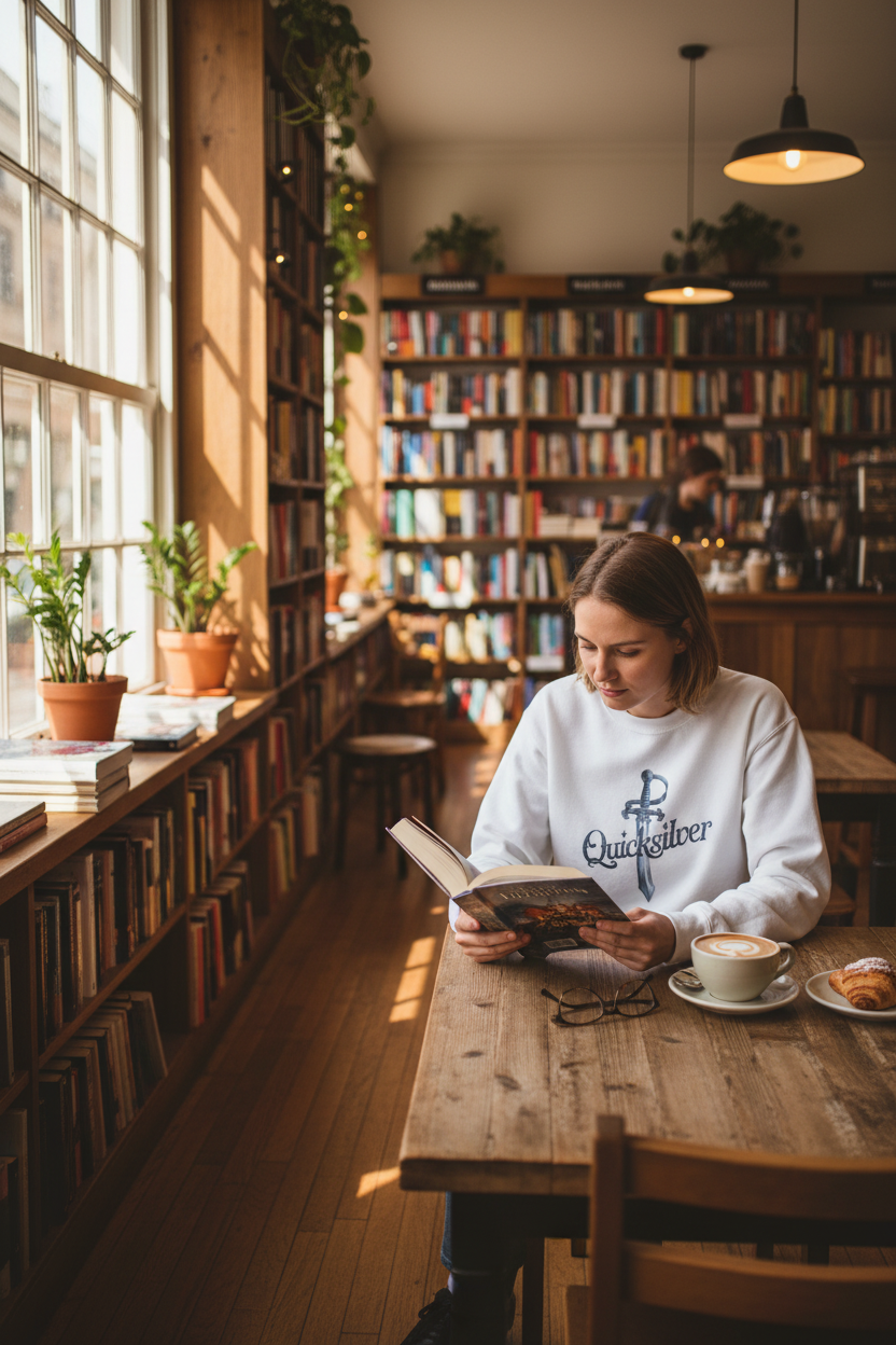Quicksilver Sword Sweatshirt - Watercolor Book-Inspired Unisex Crewneck - Fae & Alchemy Gift for Book Lovers