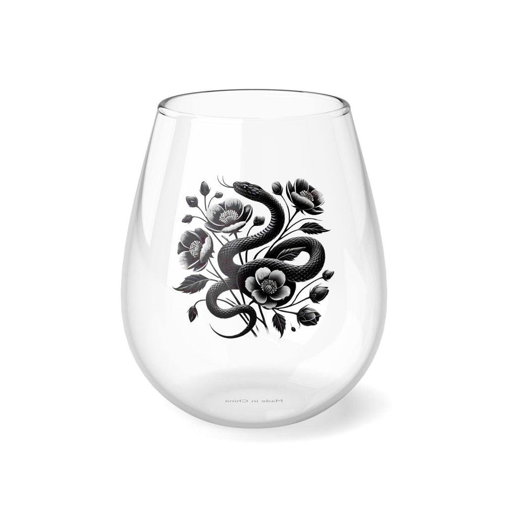 Gothic Glass for Water and Wine, Elegant Snake and Blooming Flowers, 11.75oz, Perfect for Holiday Decor, Year 2025, Halloween, Perfect Gift
