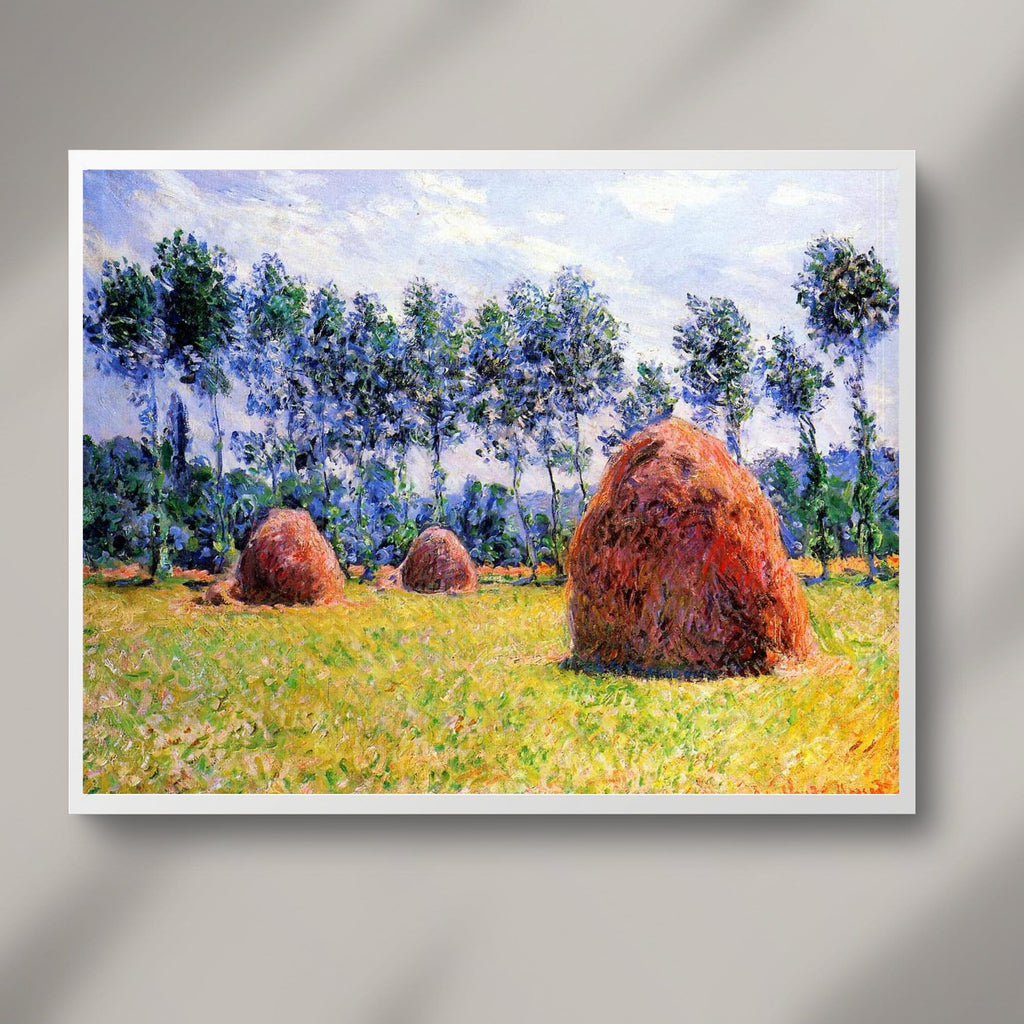 Claude Monet Haystacks at Giverny Print, Impressionist Landscape Poster, Premium Matte Wall Art for Home Decor