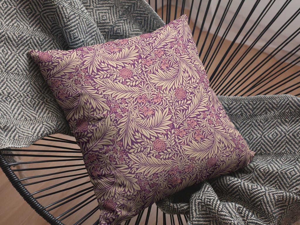 William Morris Larkspur Berry Pillow, Trendy Color Home Accent, Artistic Double Sided Floral Cushion