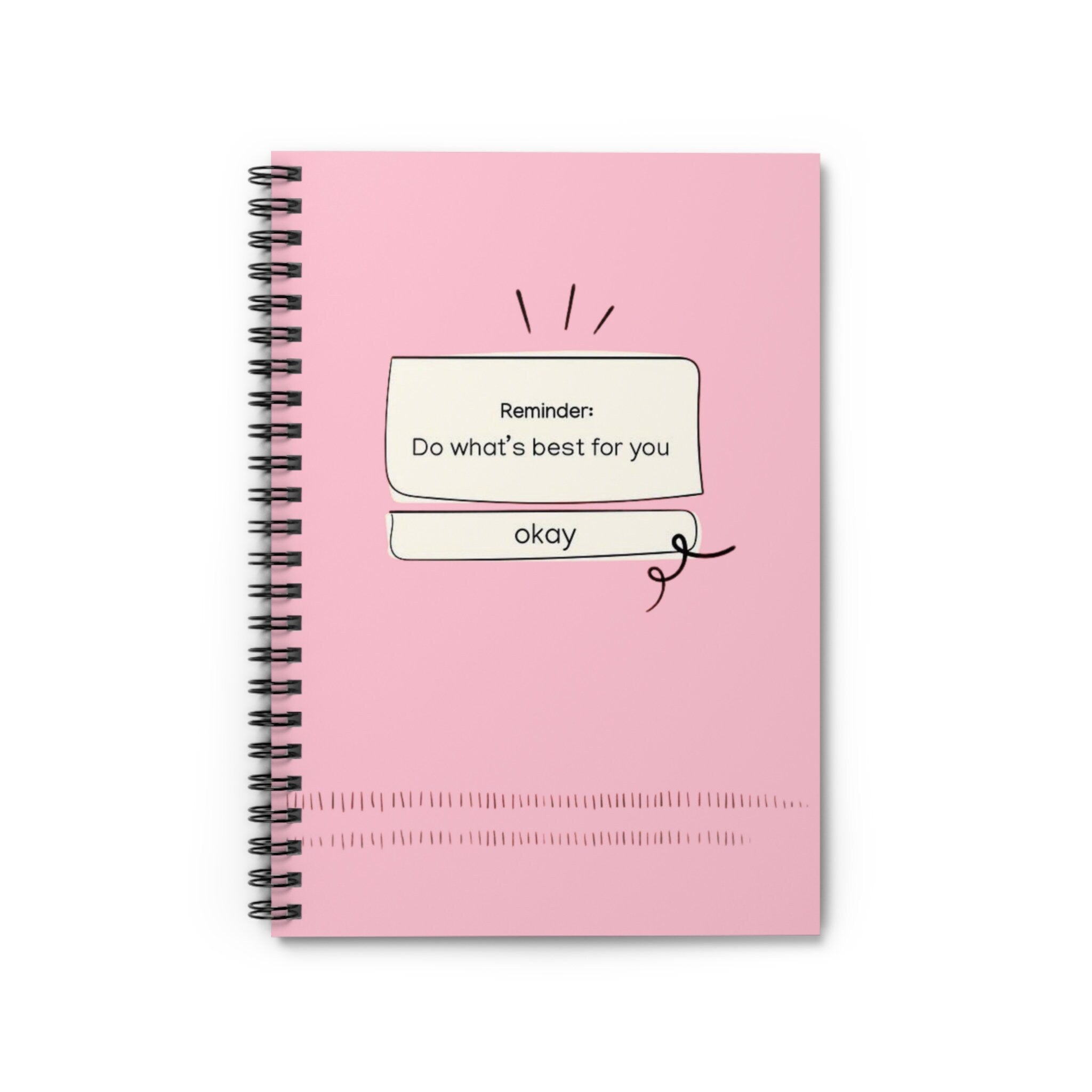 Pink 'Do What's Best for You' Wellness Notebook, Empowering Self Care Journal, Perfect Inspirational Gift for Her, Present for Girlfriend