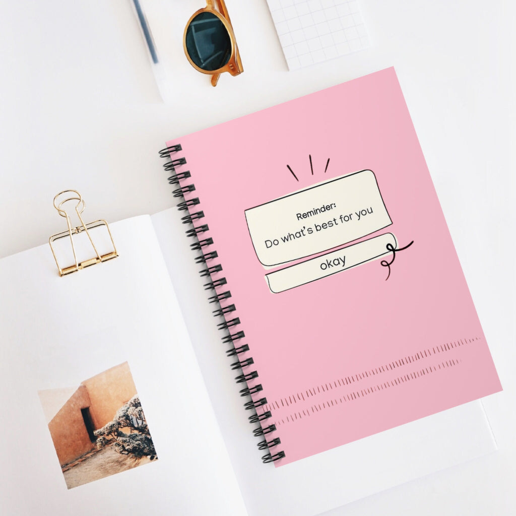 Pink 'Do What's Best for You' Wellness Notebook, Empowering Self Care Journal, Perfect Inspirational Gift for Her, Present for Girlfriend