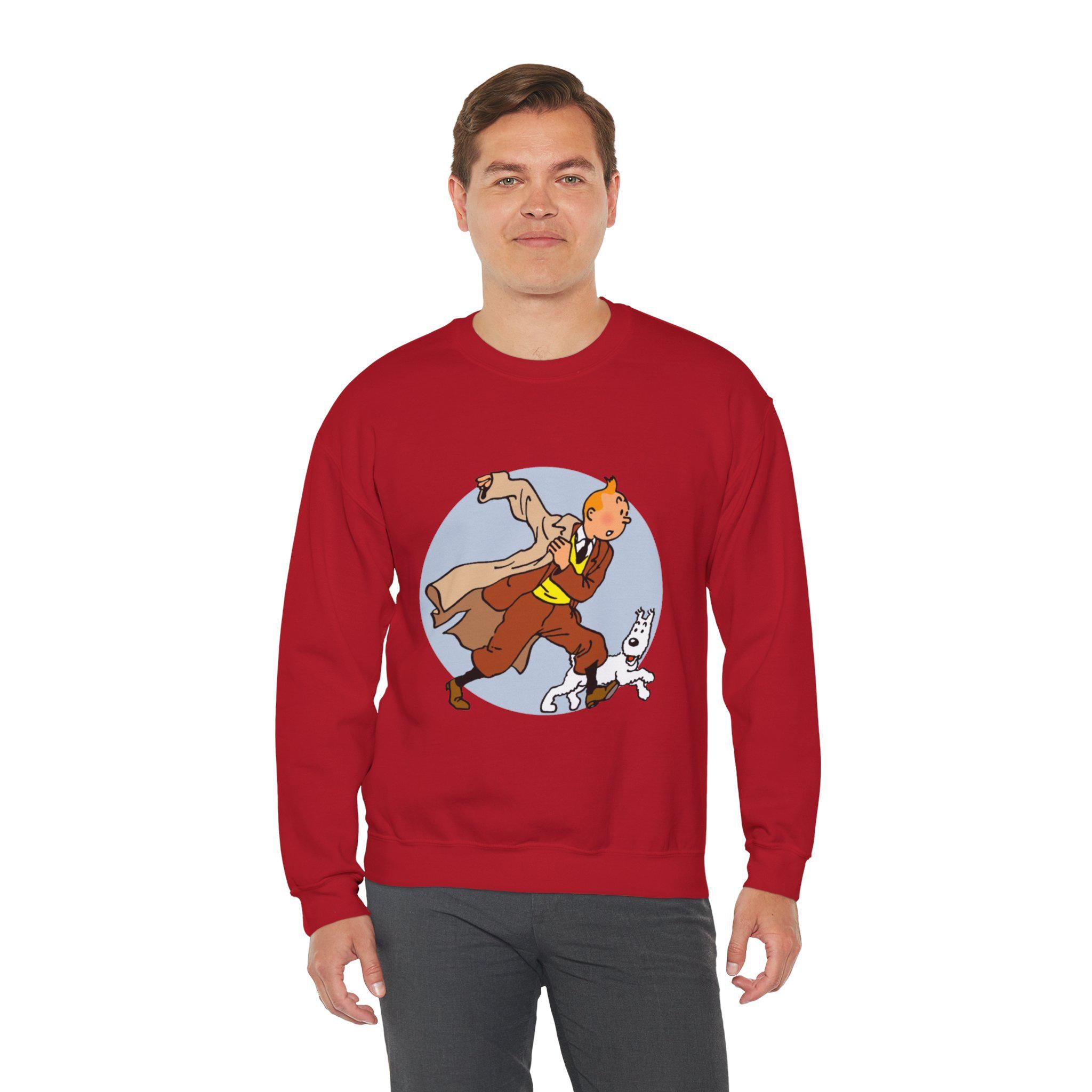 The Adventures of Tintin Crewneck Sweatshirt, Eco-Friendly Animation Attire, Childhood Nostalgia Gift, Sustainable Jumper, Multiple Colors