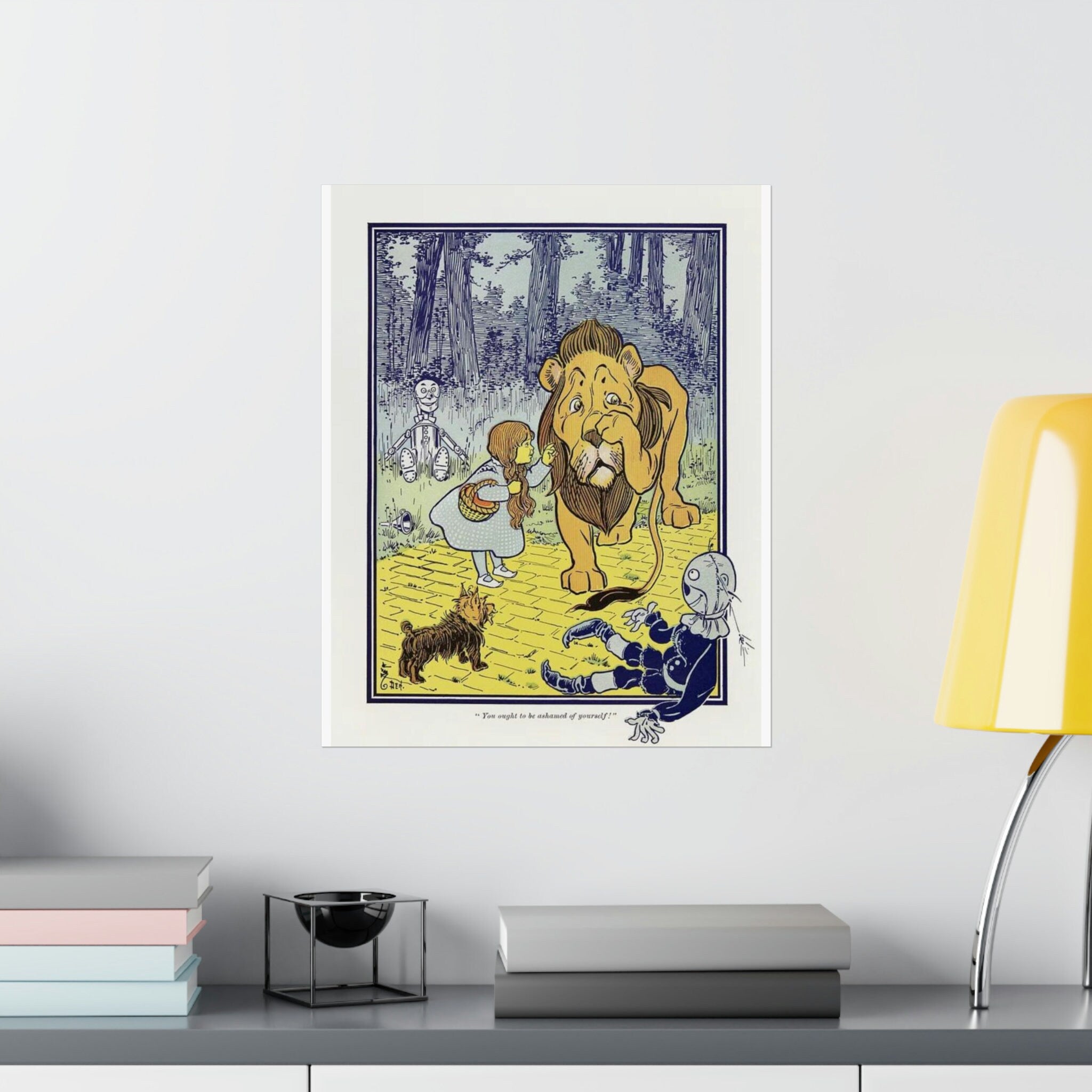 Vintage Print, Dorothy Meets Cowardly Lion, Classic Wizard of Oz Illustration, Gift for Kids and Literary Wall Art