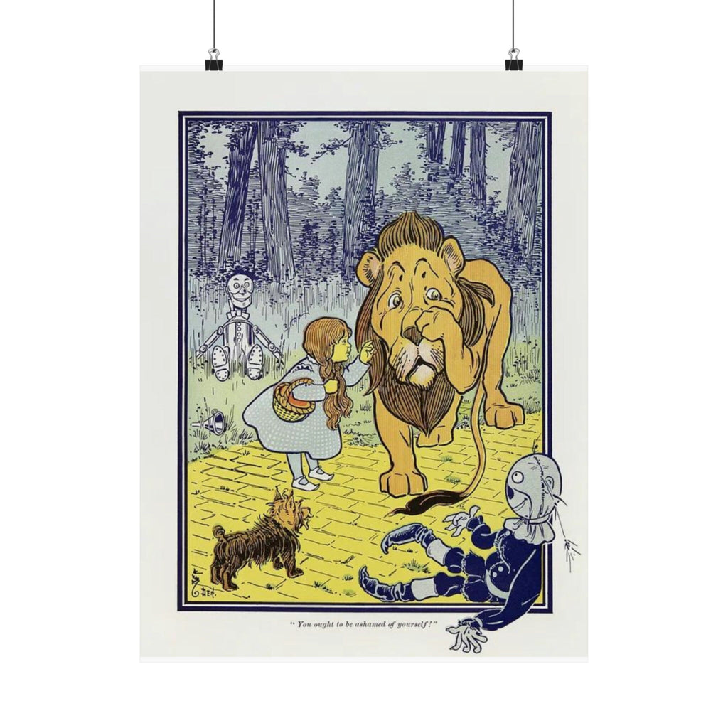 Vintage Print, Dorothy Meets Cowardly Lion, Classic Wizard of Oz Illustration, Gift for Kids and Literary Wall Art