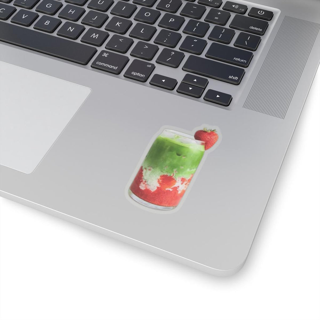 Strawberry Matcha Latte Vinyl Sticker | Cute Drink Decal for Laptop, Water Bottle, Journal & Planner