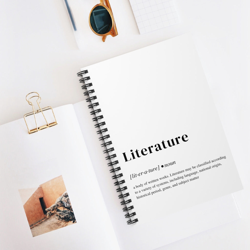 Literature Definition Spiral Notebook, Perfect Gift for Students, School and University Supplies