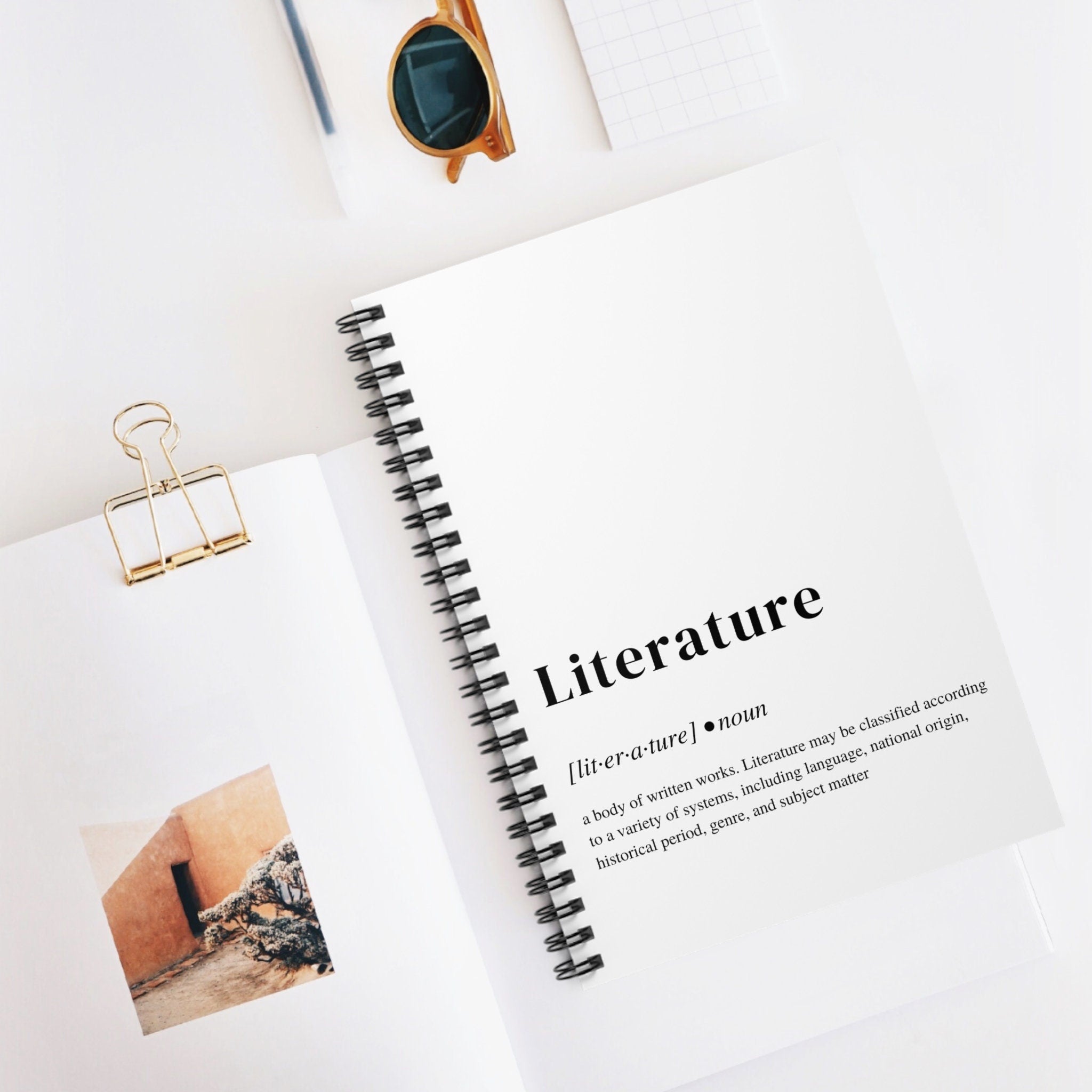 Literature Definition Spiral Notebook, Perfect Gift for Students, School and University Supplies