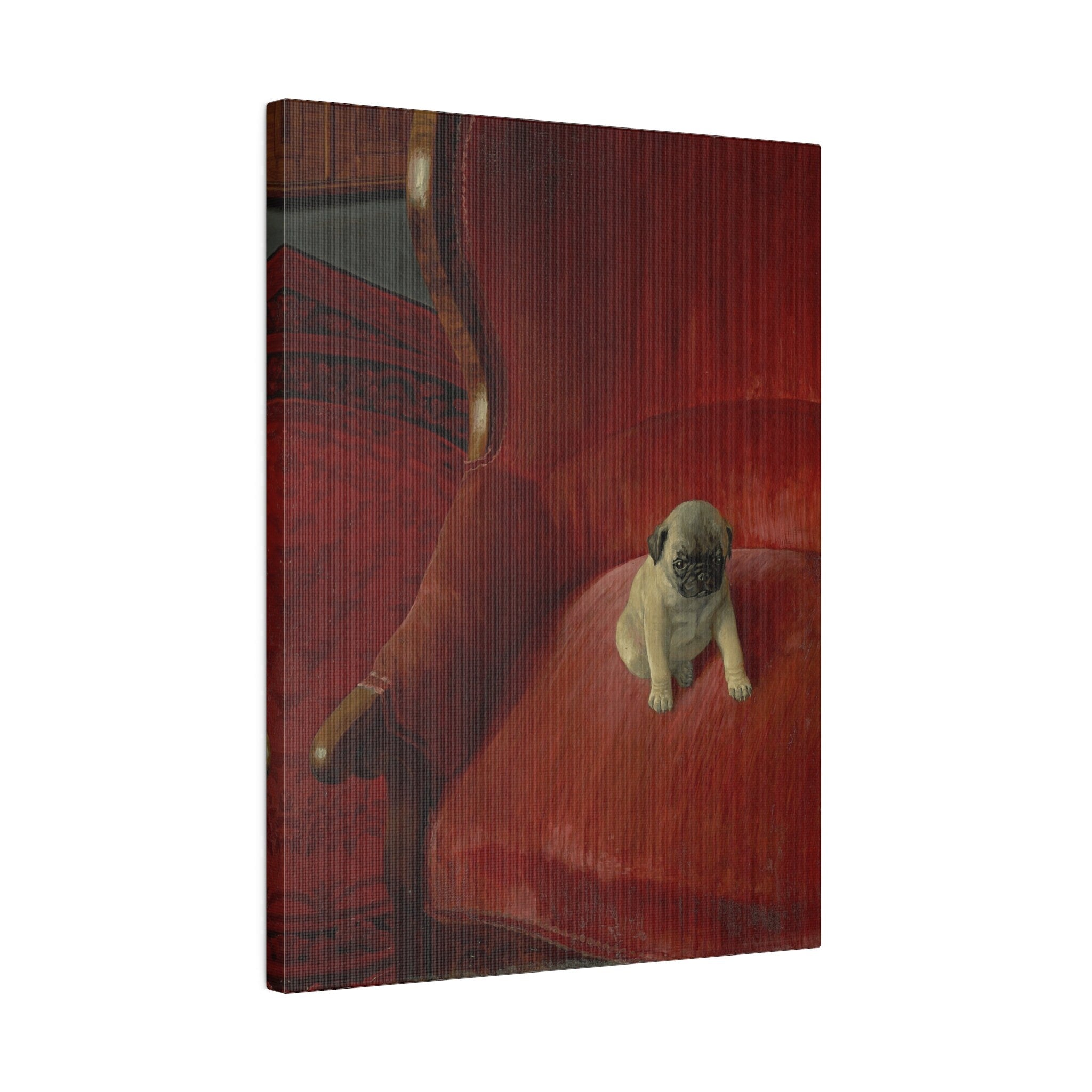 Thomas Heine Siegfried Canvas Print, French Bulldog on Red Chair, Jugendstil Inspired Canvas Art, Perfect Gift for Dog Lovers