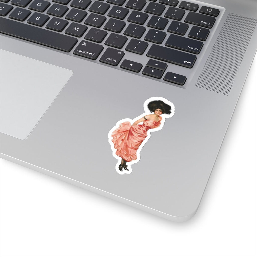 Victorian Pink Dress Lady Vinyl Sticker – Coquette Art Decal