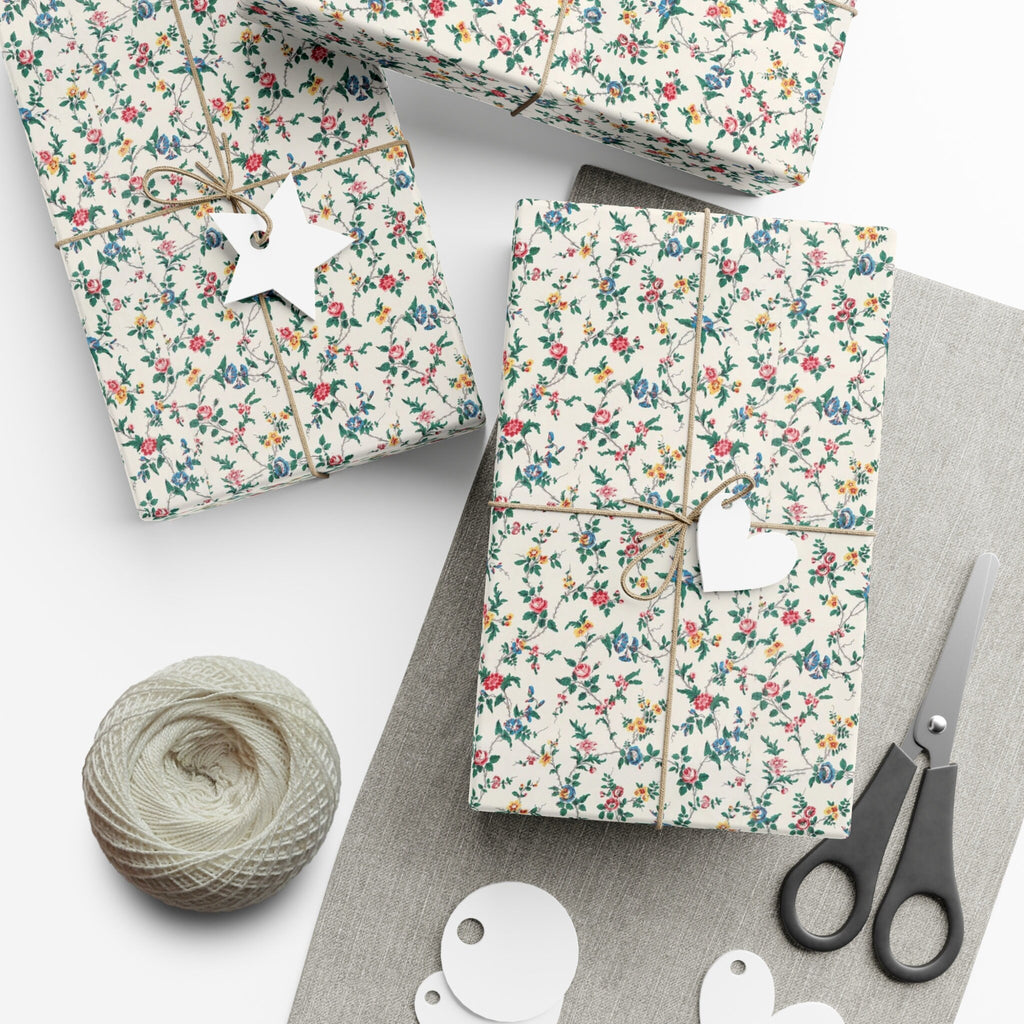 Elegant Wildflower Gift Wrap, Soft Beige Floral Wrapping Paper, Perfect for All Occasions, Eco Friendly Present