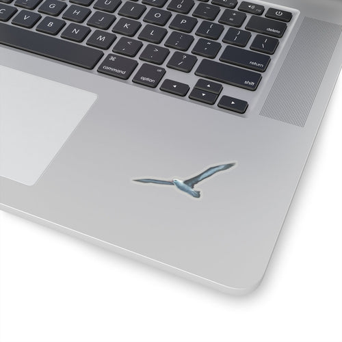 Blue Albatross Vinyl Decal, Watercolor Bird Sticker, Durable White Vinyl Art for Laptops, Cars, Windows, Removable and UV Resistant