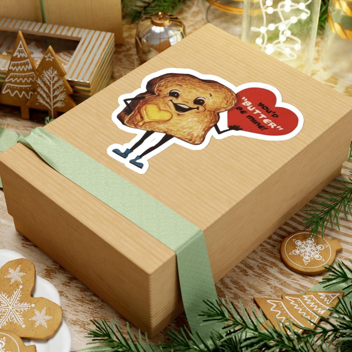Funny Retro Romantic Sticker, Vintage St Valentines Day, Butter Be Mine Decal, Nostalgic Cute Heartfelt Toast for Loved Ones and Foodies