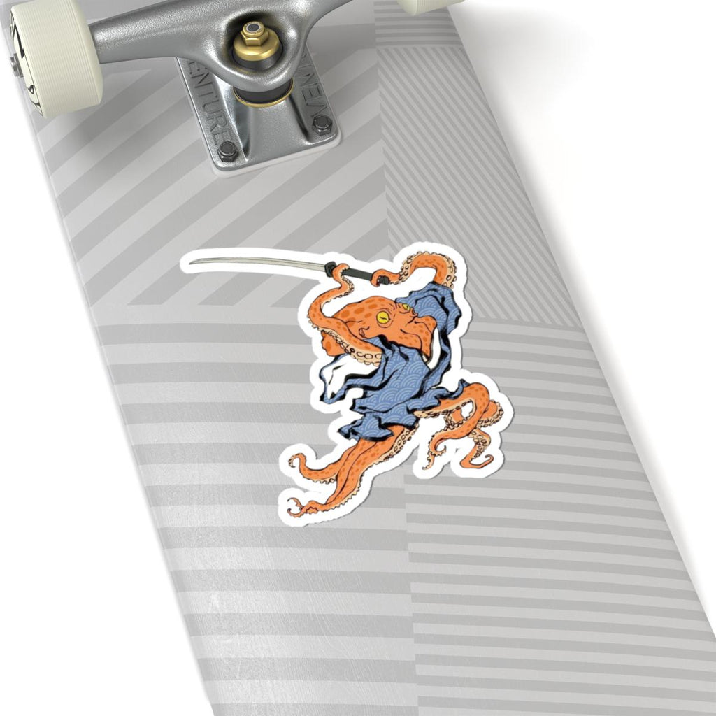 Octopus Duelist Samurai Kiss-Cut Stickers, Japanese Art Vinyl Laptop Decals, Planner Scrapbook Funny Unique Decor