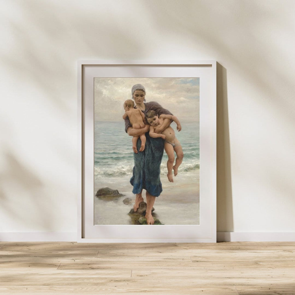 Fisherman's Wife Bathing her Children Print by Virginie Demont Breton, Classic French Art, Coastal Life Poster, Motherhood, Mothers Day Gift