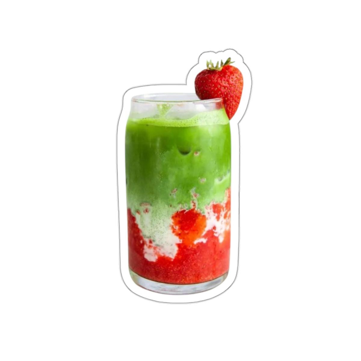 Strawberry Matcha Latte Vinyl Sticker | Cute Drink Decal for Laptop, Water Bottle, Journal & Planner