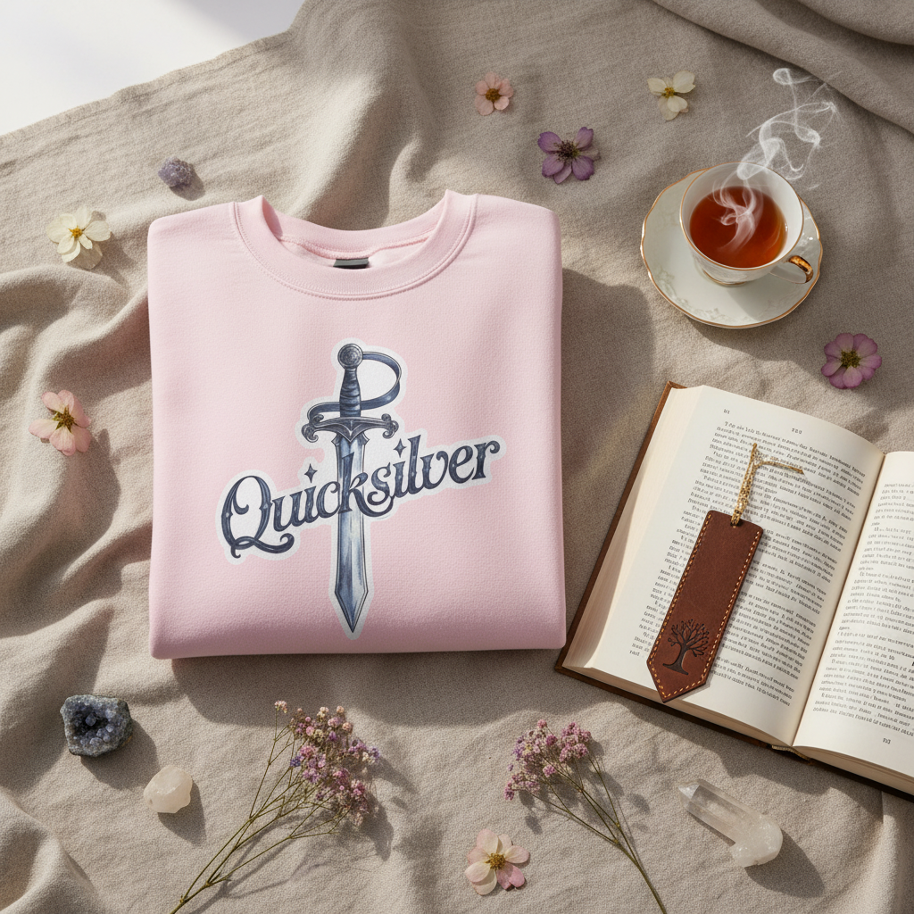 Quicksilver Sword Sweatshirt - Watercolor Book-Inspired Unisex Crewneck - Fae & Alchemy Gift for Book Lovers