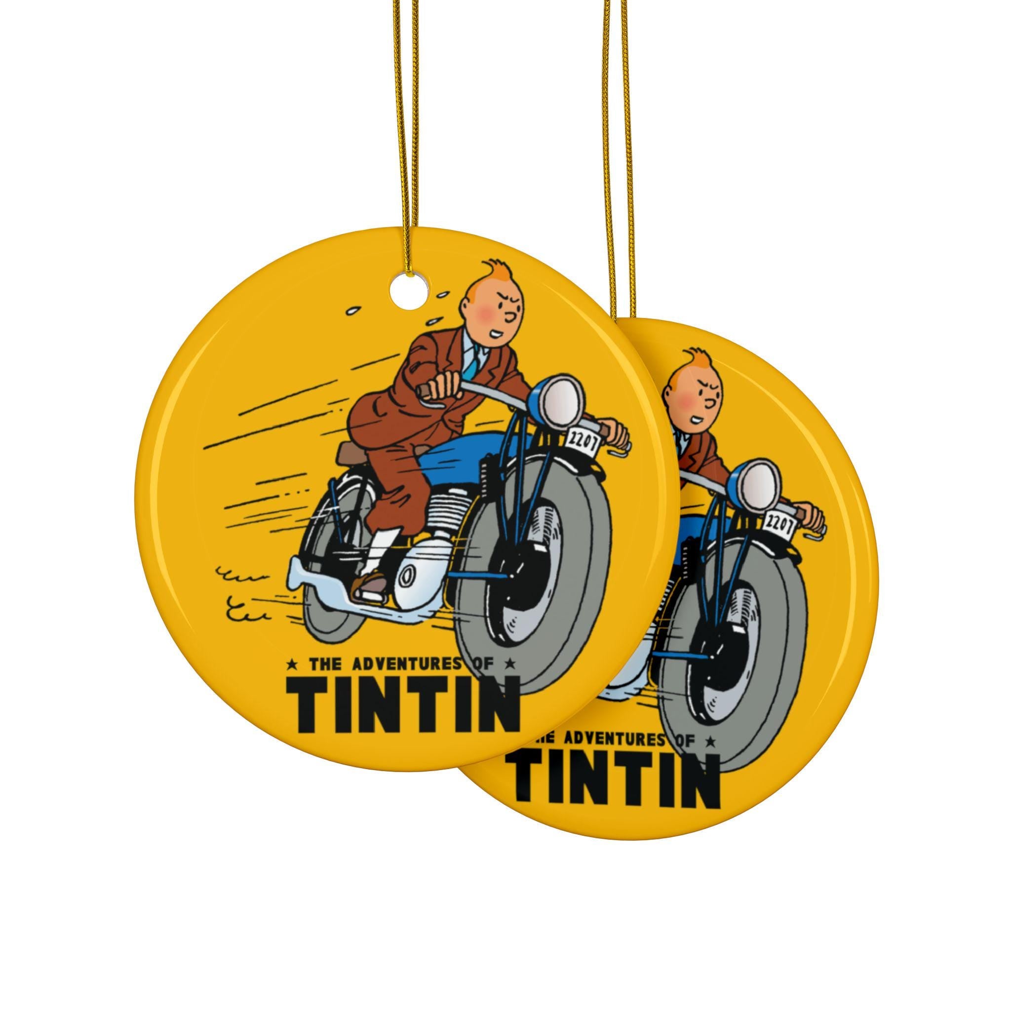Tintin Ceramic Christmas Ornament | Double-Sided Holiday Tree Decoration for Comic Book Collectors