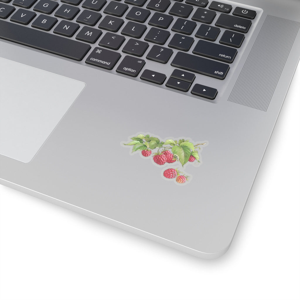 Kiss Cut Sticker Natural Raspberry, Realistic Berry Design with Leaves, Perfect for Laptops, Journals, and Craft Projects