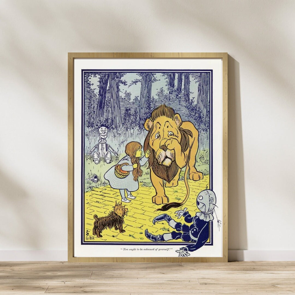 Vintage Print, Dorothy Meets Cowardly Lion, Classic Wizard of Oz Illustration, Gift for Kids and Literary Wall Art