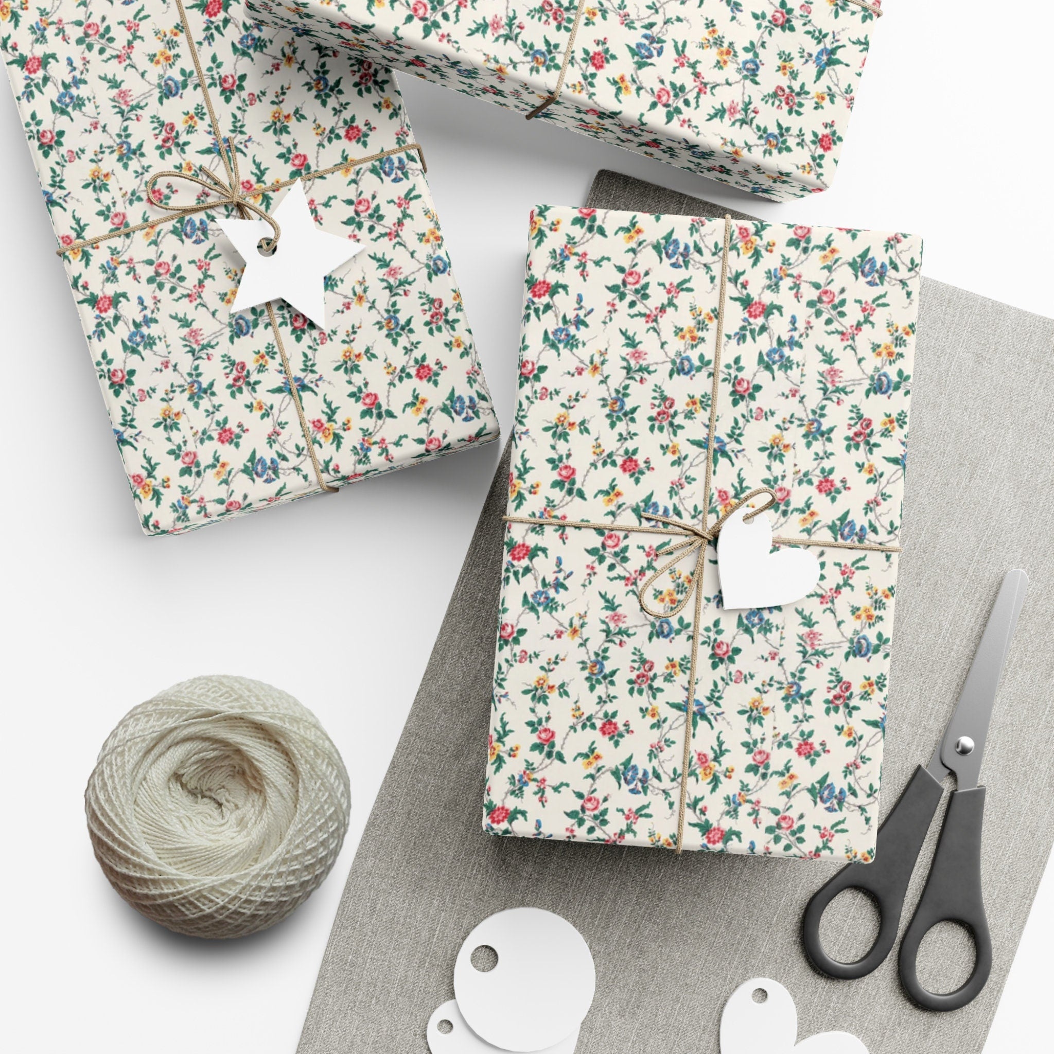 Elegant Wildflower Gift Wrap, Soft Beige Floral Wrapping Paper, Perfect for All Occasions, Eco Friendly Present