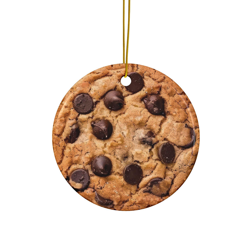 Chocolate Chip Cookie Ornament - Double Sided Holiday Seasonal Decor for Baking Lovers & Foodies - Christmas Tree Decoration - Flat Surface