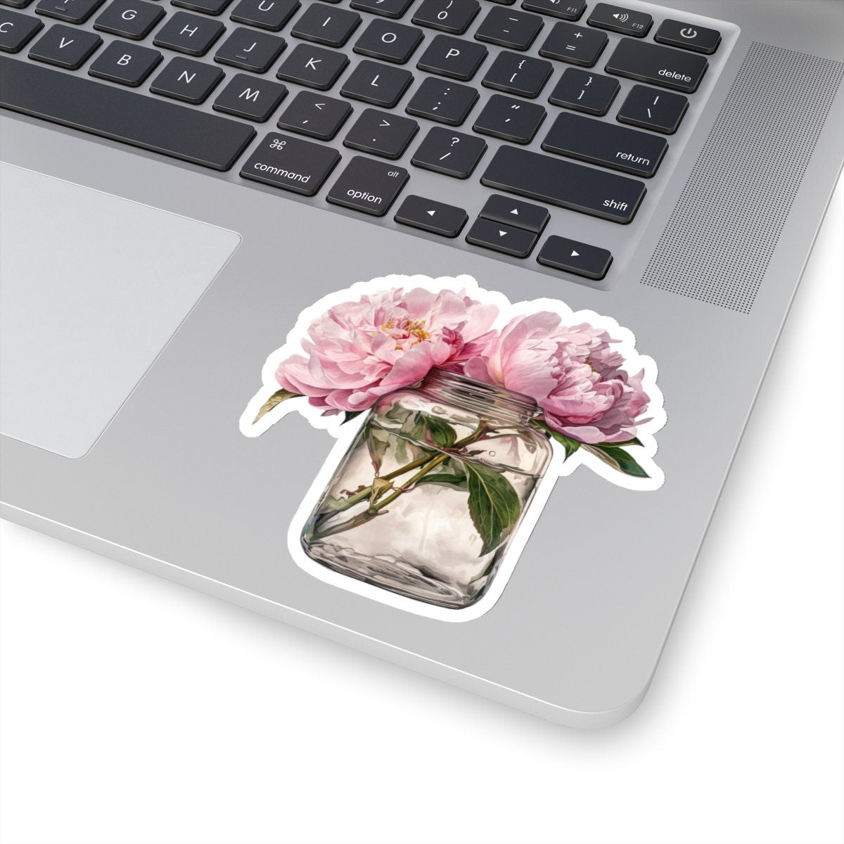 Flower Sticker, Pink Peonies, Vinyl Decal for School and University Stationery, Girly Gift, Sophisticated and Elegant