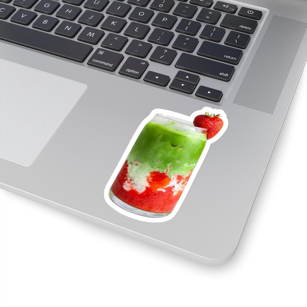 Strawberry Matcha Latte Vinyl Sticker | Cute Drink Decal for Laptop, Water Bottle, Journal & Planner