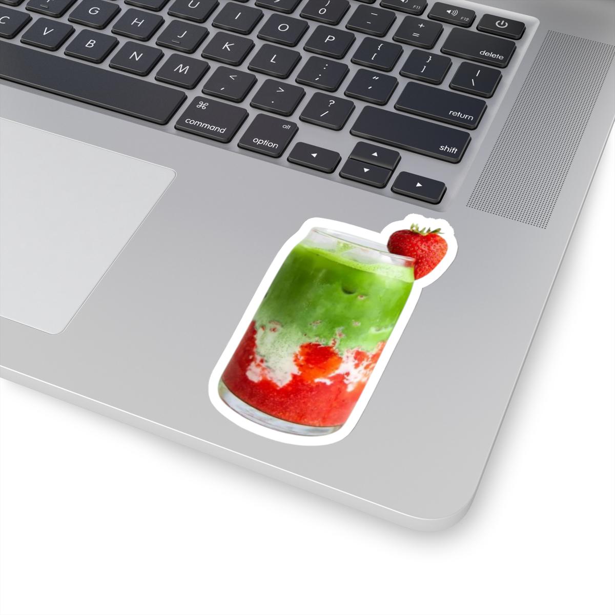 Strawberry Matcha Latte Vinyl Sticker | Cute Drink Decal for Laptop, Water Bottle, Journal & Planner