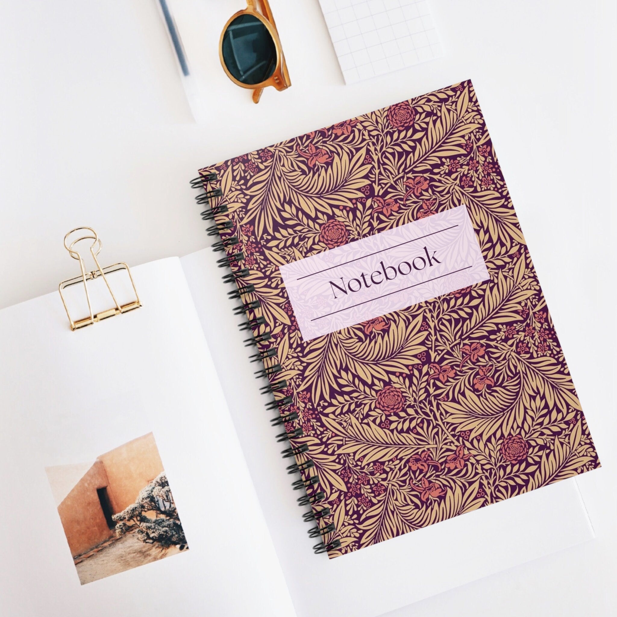 William Morris Larkspur Art Journal, Trendy Berry Colored Notebook, Ideal for Writers and Creatives