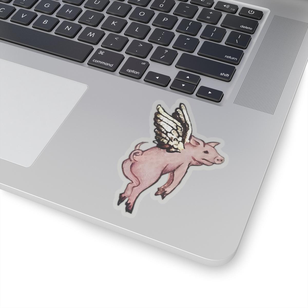 Medieval Flying Pig Vinyl Sticker | Fantasy Art Decal for Laptop, Water Bottle & Journal