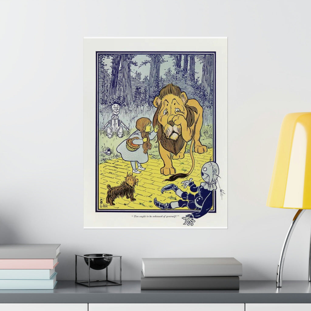 Vintage Print, Dorothy Meets Cowardly Lion, Classic Wizard of Oz Illustration, Gift for Kids and Literary Wall Art