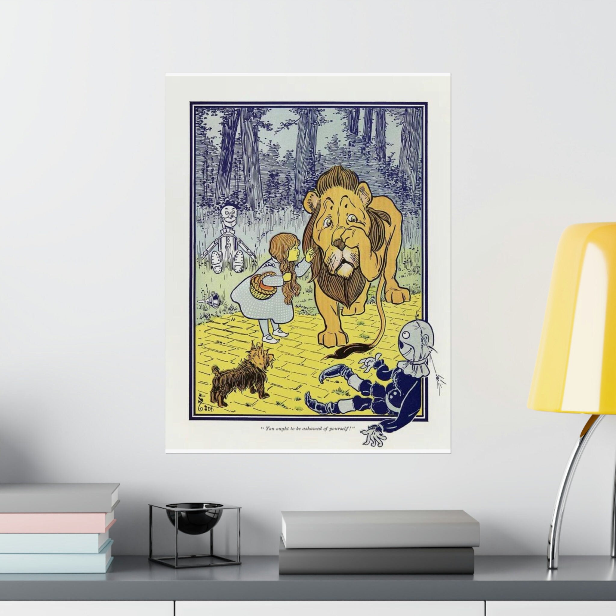 Vintage Print, Dorothy Meets Cowardly Lion, Classic Wizard of Oz Illustration, Gift for Kids and Literary Wall Art