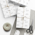 Dinosaur Gift Wrap, Minimalist White Design, Versatile Wrapping Paper for Birthdays, Baby Shower, Newborns and More